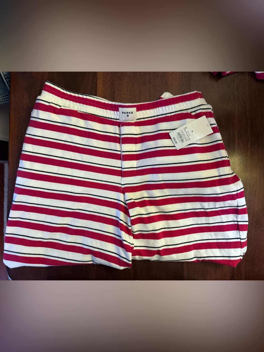 PARKE x Target Women's High-Rise Boxer Knit Pants- Red/Navy Striped